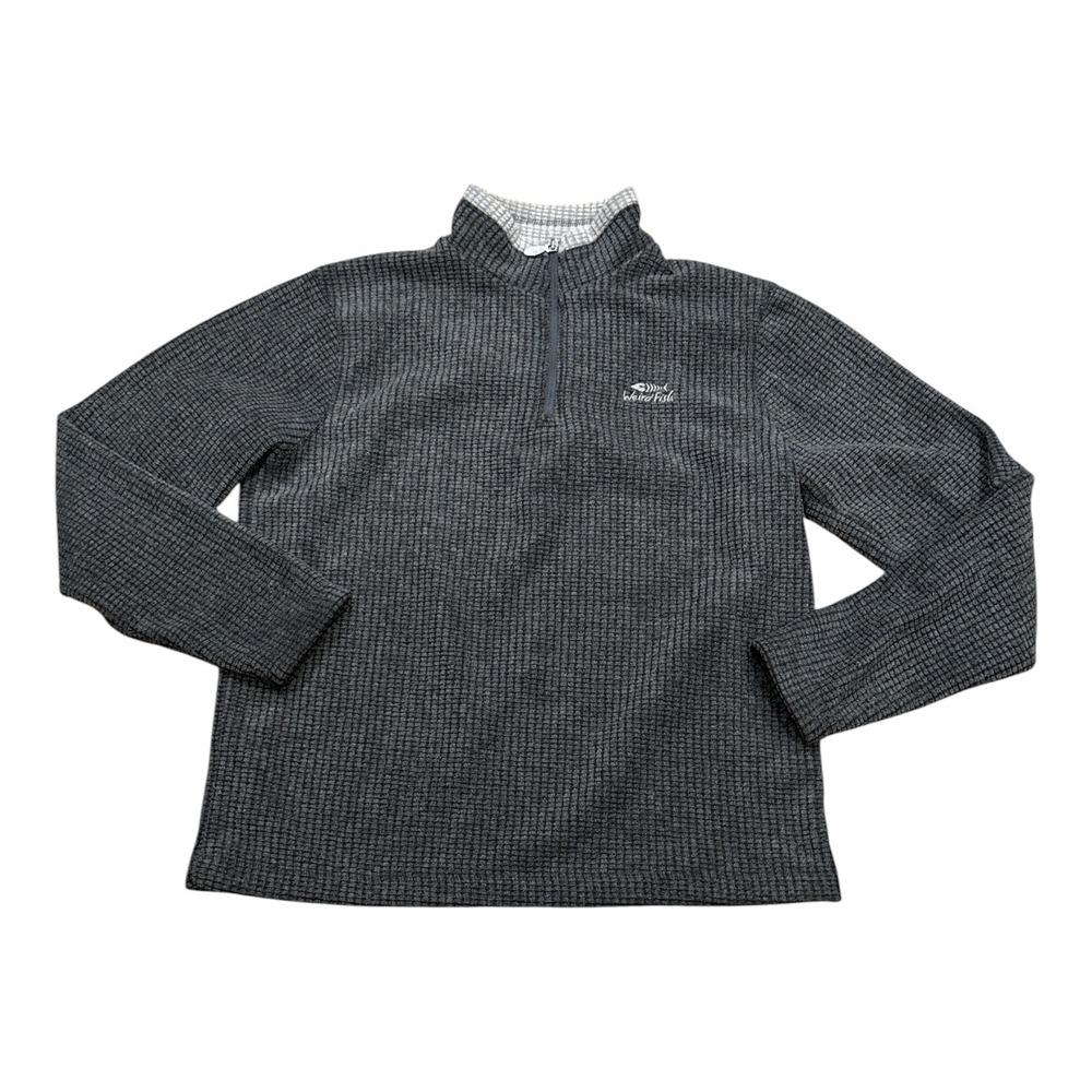 Weird Fish Mens Large Gray Textured Waffle Knit 1/4 Zip Pullover Sweater Jumper